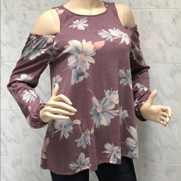 WINE FLORAL TOP - Picture 3 of 4